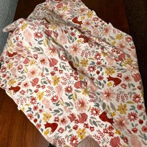 fox and floral baby blanket